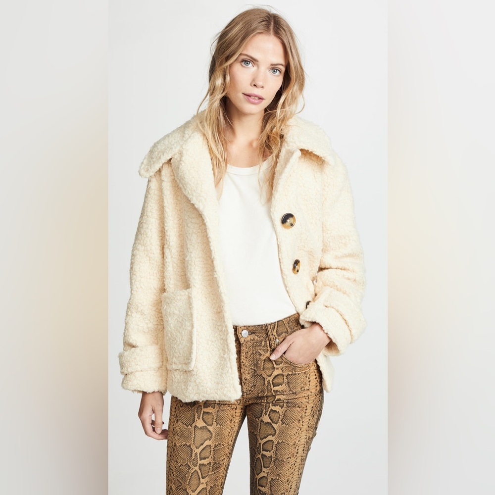 Free People Cream Teddy Coat